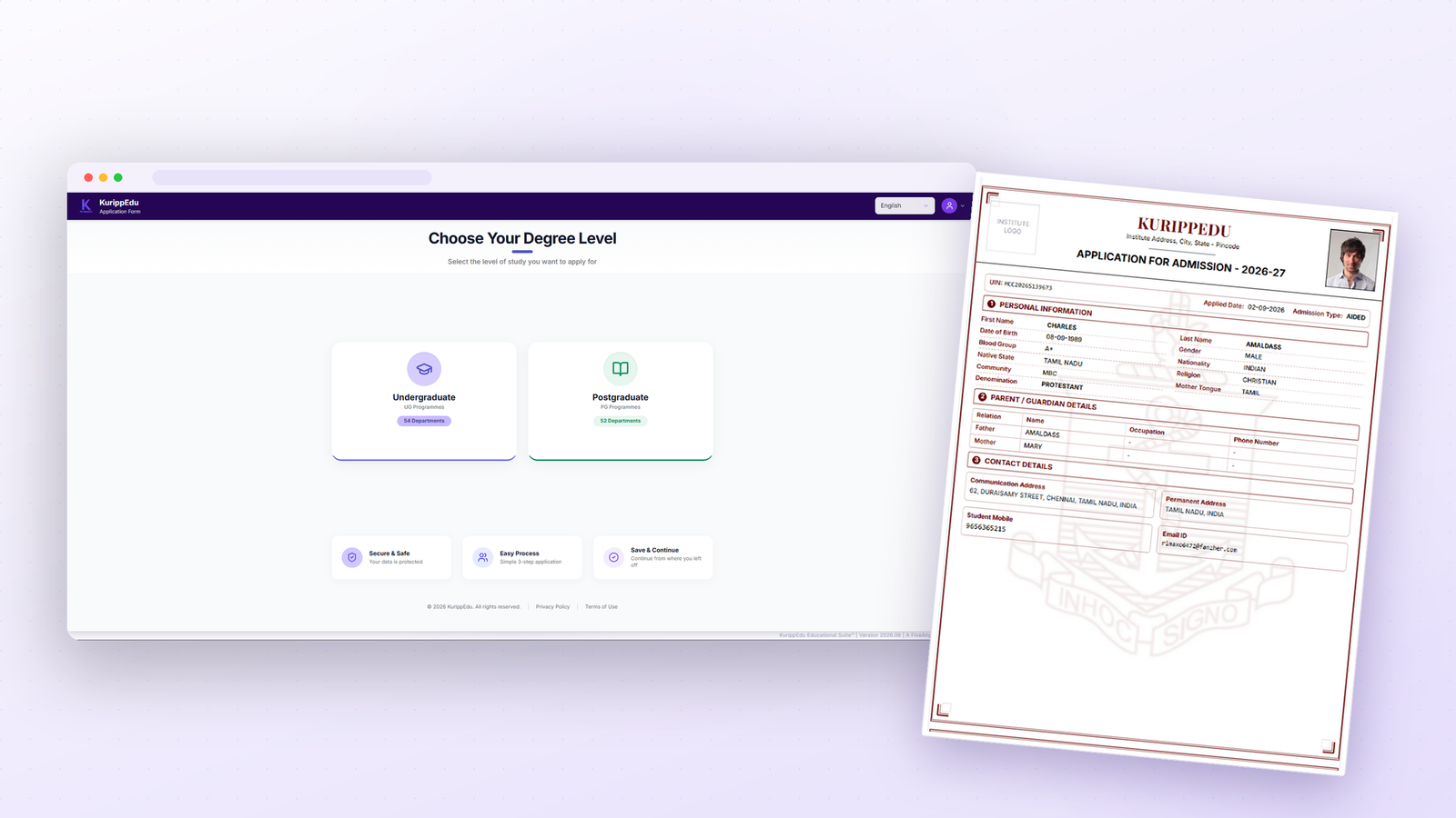 KurippEdu Admissions Management Dashboard